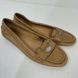 Fossil Brown Leather Slip On Loafers Flats Shoes Neutral